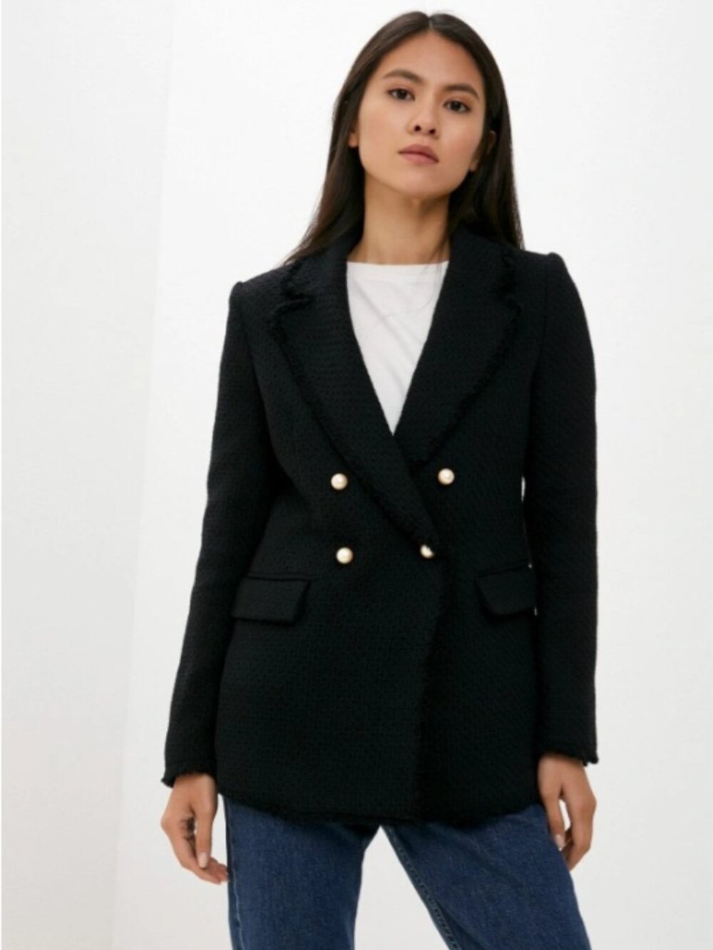 Mango Women's Black Quintin Tweed Blazer Jacket Size Small 36880 - Picture 15 of 15
